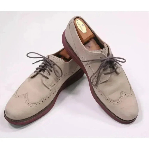Cole-Haan Beige Original Grand Wingtip Oxford Nubuck Dress Shoes Men\'s US 11 main image 4